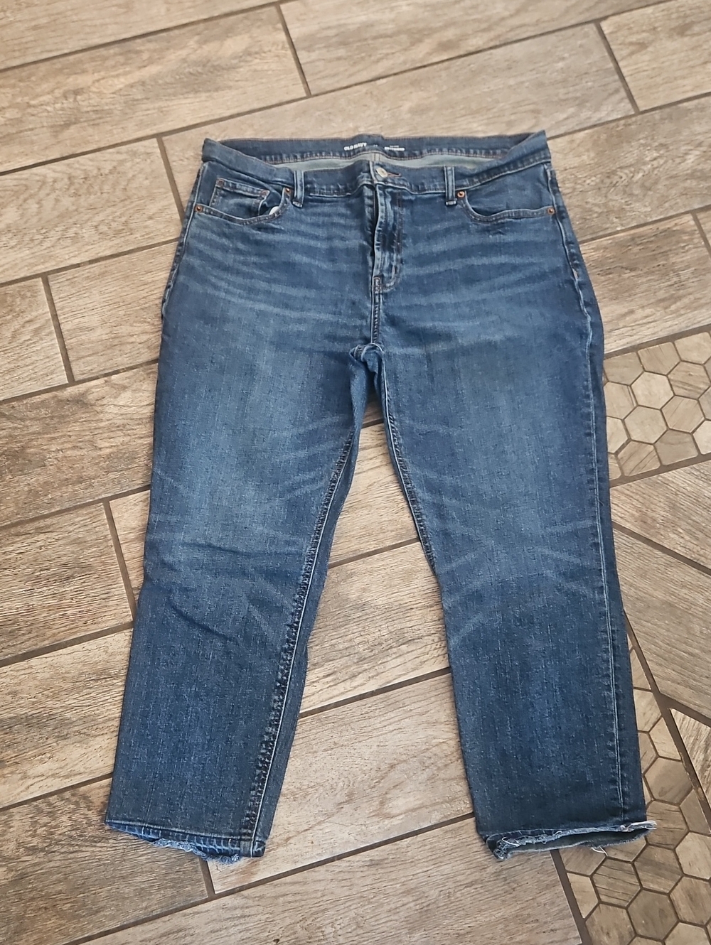 Old Navy Dark Blue Cropped Straight-Leg Jeans
